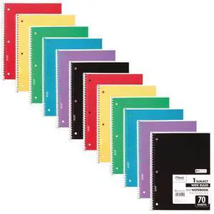 Spiral Notebook, 12 Pack, 1 Subject, Wide Ruled Paper, 7-1/2" x 10-1/2", 70 Sheets per Notebook, Colors Will Vary (930202-ECM25) Spiral Notebook, 12 Pack, 1 Subject, Wide Ruled Paper, 7-1/2" x 10-1/2", 70 Sheets per Notebook, Colors Will Vary (930202-ECM25)