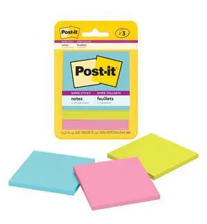 Super Sticky Notes, 3 Sticky Note Pads, 3 x 3 in., School Supplies, Office Products, Sticky Notes for Vertical Surfaces, Monitors, Walls and Windows, Supernova Neons Collection Super Sticky Notes, 3 Sticky Note Pads, 3 x 3 in., School Supplies, Office Products, Sticky Notes for Vertical Surfaces, Monitors, Walls and Windows, Supernova Neons Collection