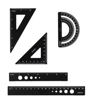 Metal Geometry Set, 5-piece Aluminum Ruler, Math Drafting Ruler Kit Includes Protractor, Triangle Rulers, Straight Rulers-Math Measurement Tools for School and Office Supplies (Black) Metal Geometry Set, 5-piece Aluminum Ruler, Math Drafting Ruler Kit Includes Protractor, Triangle Rulers, Straight Rulers-Math Measurement Tools for School and Office Supplies (Black)