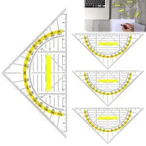 Multifunctional Triangle Ruler with Handle, 4 PCS Transparent Set Square with Protractor Plastic Triangle Ruler Set Drafting Triangles for Designers Architectors Engineers Geometry Drawing Tools Multifunctional Triangle Ruler with Handle, 4 PCS Transparent Set Square with Protractor Plastic Triangle Ruler Set Drafting Triangles for Designers Architectors Engineers Geometry Drawing Tools