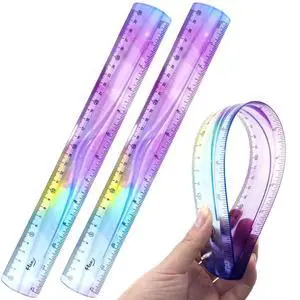 2 PCS 12 Inch Flexible Ruler, Bendable Plastic Ruler, Soft Bendable Gradient Colour Rulers with Centimeters and Inches for Student School Classroom Office Supplies 2 PCS 12 Inch Flexible Ruler, Bendable Plastic Ruler, Soft Bendable Gradient Colour Rulers with Centimeters and Inches for Student School Classroom Office Supplies