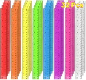 32 Pcs Clear Plastic Ruler 12 Inch, Rulers Bulk for Classroom, Transparent Assorted Color Bulk Rulers with Millimeter and Inches, Kids Ruler for School, Ideal Back to School Office Home Supplies 32 Pcs Clear Plastic Ruler 12 Inch, Rulers Bulk for Classroom, Transparent Assorted Color Bulk Rulers with Millimeter and Inches, Kids Ruler for School, Ideal Back to School Office Home Supplies