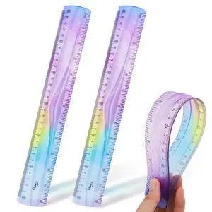 2 Pcs 12 Inch Flexible Ruler, Bendable Plastic Ruler, Gradient-Colored Flexible Rulers with Centimeters and Inches for Students, School, Classroom and Office Use 2 Pcs 12 Inch Flexible Ruler, Bendable Plastic Ruler, Gradient-Colored Flexible Rulers with Centimeters and Inches for Students, School, Classroom and Office Use