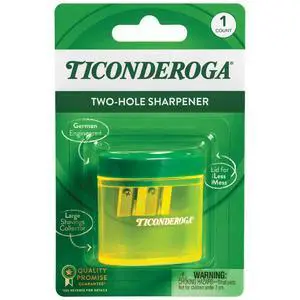 Two-Hole Manual Pencil Sharpener for Standard and Beginner Pencils, Yellow/Green, 2" x 2" x 1.25", German-Engineered, 1 Count Two-Hole Manual Pencil Sharpener for Standard and Beginner Pencils, Yellow/Green, 2" x 2" x 1.25", German-Engineered, 1 Count