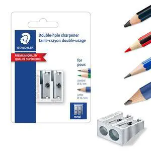 Metal Double-Hole Pencil Sharpener - Precision 23° & 30° Angles for Standard & Colored Pencils - 3-Point Blade Design for Sharp Lines Metal Double-Hole Pencil Sharpener - Precision 23° & 30° Angles for Standard & Colored Pencils - 3-Point Blade Design for Sharp Lines