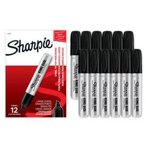 King Size Permanent Markers, Chisel Tip, Black, 12 Count - Thick Poster Markers, Heavy Duty For Work & Industrial Use, High Capacity Ink Supply, For Paper, Metal, Plastic, And More King Size Permanent Markers, Chisel Tip, Black, 12 Count - Thick Poster Markers, Heavy Duty For Work & Industrial Use, High Capacity Ink Supply, For Paper, Metal, Plastic, And More