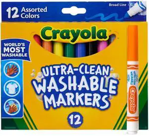 Broad Line Markers (12 Count), Washable Markers for Kids, Assorted Colors, Arts & Crafts Supplies, For Coloring Books & Art Projects, Ages 3+ Broad Line Markers (12 Count), Washable Markers for Kids, Assorted Colors, Arts & Crafts Supplies, For Coloring Books & Art Projects, Ages 3+