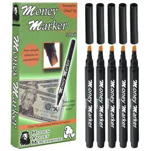 Counterfeit Money Detector Pen (5 Counterfeit Pens) - Detect Fake Bills Counterfeit Money Detector Pen (5 Counterfeit Pens) - Detect Fake Bills
