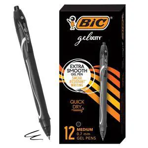 Gelocity Quick Dry Black Gel Pens, Medium Point, 0.7 mm, 12-Count Gelocity Quick Dry Black Gel Pens, Medium Point, 0.7 mm, 12-Count