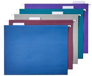Hanging File Folders with Adjustable Tabs for Document Organization, Letter Size, Assorted Jewel-Tone Colors, 25-Pack Hanging File Folders with Adjustable Tabs for Document Organization, Letter Size, Assorted Jewel-Tone Colors, 25-Pack