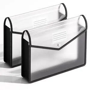 2 Pack Plastic Expanding File Folder, Fit Letter/A4 Size, Black 2 Pack Plastic Expanding File Folder, Fit Letter/A4 Size, Black