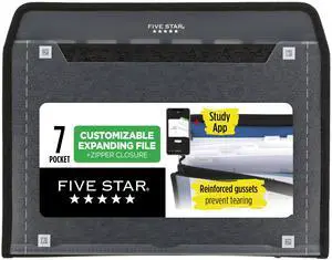 Expanding File Organizer + Study App, 7-Pocket Accordian File Organizer, Zipper Closure, Holds 8-1/2" x 11" Paper, Black (72709) Expanding File Organizer + Study App, 7-Pocket Accordian File Organizer, Zipper Closure, Holds 8-1/2" x 11" Paper, Black (72709)