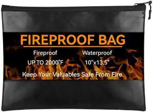 Fireproof Document Money Bag, Waterproof Zipper Pouch (10"x13.5") Fireproof Document Money Bag, Waterproof Zipper Pouch (10"x13.5")