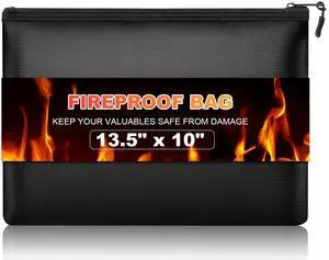 Fireproof Money Document Bag with Waterproof Zipper, 13.5" x 10" Fireproof Money Document Bag with Waterproof Zipper, 13.5" x 10"