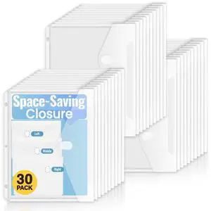 30 Pack Binder Folders Pockets with Staggered Closures, Letter Size 30 Pack Binder Folders Pockets with Staggered Closures, Letter Size