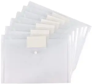 6 Pack Clear Document Folders Plastic Envelopes, A4 Size, White 6 Pack Clear Document Folders Plastic Envelopes, A4 Size, White
