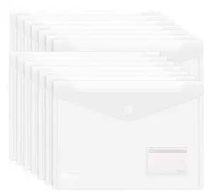 25 Pack Transparent Plastic Envelope Folders, A4 Letter Size, 100% Clear, Hook & Loop Closure, Label Pocket, Easy Storage 25 Pack Transparent Plastic Envelope Folders, A4 Letter Size, 100% Clear, Hook & Loop Closure, Label Pocket, Easy Storage