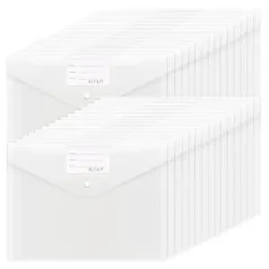 30pcs Plastic Envelopes, Clear Envelopes with Snap Closure, Document Folders Letter Size A4 Size File Envelopes with Label Pocket for School Home Work Office Organization 30pcs Plastic Envelopes, Clear Envelopes with Snap Closure, Document Folders Letter Size A4 Size File Envelopes with Label Pocket for School Home Work Office Organization