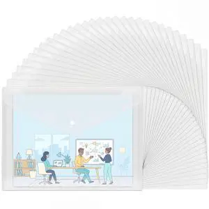 30pcs Plastic Envelopes, Clear Reusable Poly Envelope Waterproof File Folder with Snap Button, US Letter, A4 Size, for School Office Supplies 30pcs Plastic Envelopes, Clear Reusable Poly Envelope Waterproof File Folder with Snap Button, US Letter, A4 Size, for School Office Supplies