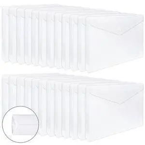24pcs Plastic Envelope Folders Clear Envelopes, Expandable Folders for Documents and Waterproof Folders with Snap Closure, A4 Size Letter Size, for School and Office Supplies 24pcs Plastic Envelope Folders Clear Envelopes, Expandable Folders for Documents and Waterproof Folders with Snap Closure, A4 Size Letter Size, for School and Office Supplies