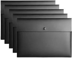 5 Pieces A4 Envelopes Folders for Paperwork Plastic Wallets Document Organizer with Snap Button Closure A4 Letter Size (Black) 5 Pieces A4 Envelopes Folders for Paperwork Plastic Wallets Document Organizer with Snap Button Closure A4 Letter Size (Black)