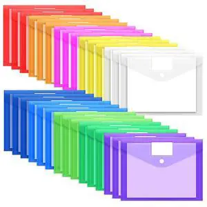 30 Pack 10 Color Plastic Envelopes Poly Envelopes, Hook & Loop Closure File Folders Clear Document Folders File Envelopes with Label Pocket A4 Size 30 Pack 10 Color Plastic Envelopes Poly Envelopes, Hook & Loop Closure File Folders Clear Document Folders File Envelopes with Label Pocket A4 Size