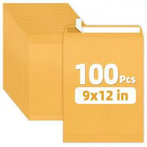 9 x12 Manilla Envelopes, 28lb Brown Kraft, Ultra Strong Quick-Seal Security Catalog Mailing Envelopes for Flat Letter Size Documents or Photos, 100 Count 9 x12 Manilla Envelopes, 28lb Brown Kraft, Ultra Strong Quick-Seal Security Catalog Mailing Envelopes for Flat Letter Size Documents or Photos, 100 Count