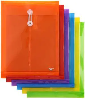 Plastic Envelopes with String Tie Closure, 6 Pack, Letter A4 Size Plastic Envelopes with String Tie Closure, 6 Pack, Letter A4 Size