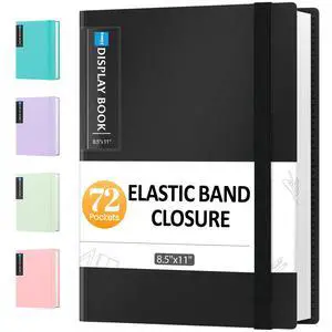 72 Pocket Binder with Plastic Sleeves, Portfolio Display Book, 8.5x11 72 Pocket Binder with Plastic Sleeves, Portfolio Display Book, 8.5x11