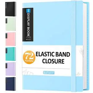 72 Pocket Binder with Plastic Sleeves, Portfolio Display Book, 8.5x11 72 Pocket Binder with Plastic Sleeves, Portfolio Display Book, 8.5x11
