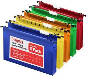 Poly Expanding Hanging File Pockets, Letter Size, Assorted Colors, Durable Poly Construction 5/Pack Poly Expanding Hanging File Pockets, Letter Size, Assorted Colors, Durable Poly Construction 5/Pack