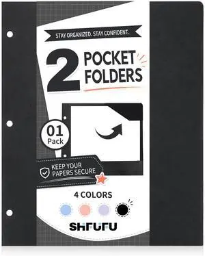 2-Pocket Folder, Heavy Duty Plastic Folder with 3 Hole Punched, Fit for 3 Ring Binder, Letter Size Binder Folder for School Office (Black, 1 Pack) 2-Pocket Folder, Heavy Duty Plastic Folder with 3 Hole Punched, Fit for 3 Ring Binder, Letter Size Binder Folder for School Office (Black, 1 Pack)