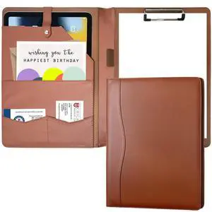 Portfolio Folder Padfolio with A4 Clipboard, PU Leather Portfolio Clipboard Business Binder Writing Clip Board Organizer for Legal Documents Business Card Men Women Brwon Portfolio Folder Padfolio with A4 Clipboard, PU Leather Portfolio Clipboard Business Binder Writing Clip Board Organizer for Legal Documents Business Card Men Women Brwon