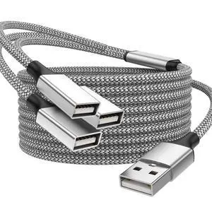 3.3FT USB A Male to 3 Female Extension Cable, Silver 3.3FT USB A Male to 3 Female Extension Cable, Silver