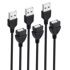 USB Extension Cable, Male to Female Extender Cord, 3-Pack 10 ft Black USB Extension Cable, Male to Female Extender Cord, 3-Pack 10 ft Black
