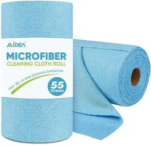 Microfiber Cleaning Cloth Roll, Blue Shop Towels 55 Sheets 11×9" Microfiber Cleaning Cloth Roll, Blue Shop Towels 55 Sheets 11×9"