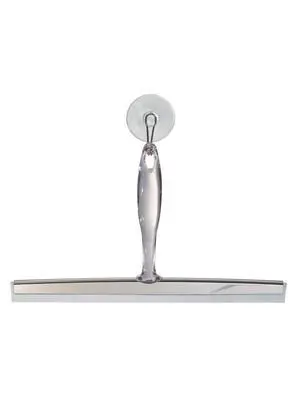 Zia Metal and Plastic Bathroom Squeegee for Shower, Glass Doors, Floors, Mirrors, with Suction Hook Holder , 12 Inches, Clear and Stainless Steel Zia Metal and Plastic Bathroom Squeegee for Shower, Glass Doors, Floors, Mirrors, with Suction Hook Holder , 12 Inches, Clear and Stainless Steel