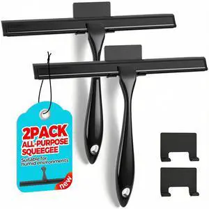 2pcs Shower Squeegee for Glass Doors with Adhesive Hanging Hook Set 2pcs Shower Squeegee for Glass Doors with Adhesive Hanging Hook Set