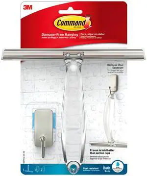 Bath Shower Small Water-Resistant Adhesive, Satin Nickel, 1 lb Capacity, 1 Squeegee, 1 Hook, 2 Strips, BATH32-SS-ES Caddy Bath Shower Small Water-Resistant Adhesive, Satin Nickel, 1 lb Capacity, 1 Squeegee, 1 Hook, 2 Strips, BATH32-SS-ES Caddy