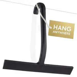 Shower Squeegee for Glass Doors Bathroom Squeegee for Shower Glass & Tile Walls, Streak-Free & No-Squeak Silicone Blade, Stainless Steel Core, Hang Hook + Suction Cup, Black, 10 Inch Shower Squeegee for Glass Doors Bathroom Squeegee for Shower Glass & Tile Walls, Streak-Free & No-Squeak Silicone Blade, Stainless Steel Core, Hang Hook + Suction Cup, Black, 10 Inch