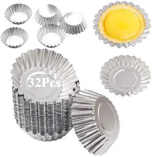 32Pack 2.75" Egg Tart Molds Aluminum Mini Tart Tins Pans for Baking 32Pack 2.75" Egg Tart Molds Aluminum Mini Tart Tins Pans for Baking