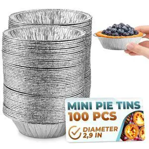 Mini Pie Tins 3 Inch, 100 Pcs Round Disposable Aluminum Egg Tart Tins Mini Pie Tins 3 Inch, 100 Pcs Round Disposable Aluminum Egg Tart Tins