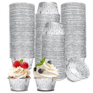 Aluminum Foil Baking Cups 150 Pcs, VIHOYOM 3 Oz Disposable Ramekin Aluminum Cupcake liners, Silver Foil Baking Cups Muffin Liners for Egg Tart, Baking, Cupcake, Pudding, Appetize Aluminum Foil Baking Cups 150 Pcs, VIHOYOM 3 Oz Disposable Ramekin Aluminum Cupcake liners, Silver Foil Baking Cups Muffin Liners for Egg Tart, Baking, Cupcake, Pudding, Appetize