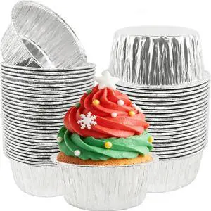 5 Oz Aluminum Foil Baking Cups 50 Pcs, Disposable Ramekin Aluminum Cupcake liners, Silver Foil Baking Cups Muffin Liners for Cupcake, Baking, Egg Tart, Pudding, Creme Brulee 5 Oz Aluminum Foil Baking Cups 50 Pcs, Disposable Ramekin Aluminum Cupcake liners, Silver Foil Baking Cups Muffin Liners for Cupcake, Baking, Egg Tart, Pudding, Creme Brulee