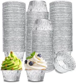 Aluminum Foil Baking Cups 150 Pcs, VIHOYOM 4 Oz Disposable Ramekin Aluminum Cupcake liners, Silver Foil Baking Cups Muffin Liners for Egg Tart, Baking, Cupcake, Pudding, Appetize Aluminum Foil Baking Cups 150 Pcs, VIHOYOM 4 Oz Disposable Ramekin Aluminum Cupcake liners, Silver Foil Baking Cups Muffin Liners for Egg Tart, Baking, Cupcake, Pudding, Appetize