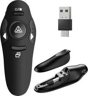 Presentation Remote Clicker, USB A & USB C Wireless Presenter for PowerPoint Presentation Remote, RF 2.4GHz Slide Advancer for Mac, Keynote, Computer, Laptop Presentation Remote Clicker, USB A & USB C Wireless Presenter for PowerPoint Presentation Remote, RF 2.4GHz Slide Advancer for Mac, Keynote, Computer, Laptop