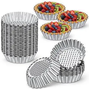 50 Pcs Egg Tart Mold for Baking, 3.8 Inch Stainless Steel Mini Tart Tin Pans Reusable Ensaymada Molder Filipino, Brioche Tins Mould for Tart Shells, Cupcakes, Mini Cake, Pudding, Muffin 50 Pcs Egg Tart Mold for Baking, 3.8 Inch Stainless Steel Mini Tart Tin Pans Reusable Ensaymada Molder Filipino, Brioche Tins Mould for Tart Shells, Cupcakes, Mini Cake, Pudding, Muffin