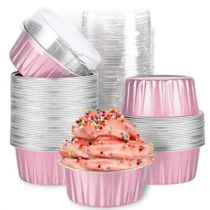 Mini Aluminum Foil Cupcake Baking Cups with Lids (40pcs, 5oz) Round Cupcake Foil Liners Tart Pie Tin Pan Holder - Disposable Mini Cake Containers Flan Molds for Pudding, Souffle, Party, Wedding Mini Aluminum Foil Cupcake Baking Cups with Lids (40pcs, 5oz) Round Cupcake Foil Liners Tart Pie Tin Pan Holder - Disposable Mini Cake Containers Flan Molds for Pudding, Souffle, Party, Wedding