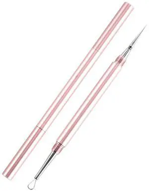 2-in-1 Professional Stainless Steel Acne Removal Needle, Whitehead&Blackhead Remover Tool, Pimples Comedone Extractor Removal Tool, Double Ended Needle with Cap Removal for Nose Face Tools(Rose Gold) 2-in-1 Professional Stainless Steel Acne Removal Needle, Whitehead&Blackhead Remover Tool, Pimples Comedone Extractor Removal Tool, Double Ended Needle with Cap Removal for Nose Face Tools(Rose Gold)