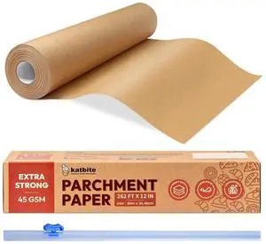 Unbleached Parchment Paper Roll for Baking 12in x 262ft, 260 Sq.Ft, Heavy Duty & Non-stick Baking Paper with Slide Cutter, Brown Parchment Paper for Cooking, Air Fryer, Steaming, Bread Unbleached Parchment Paper Roll for Baking 12in x 262ft, 260 Sq.Ft, Heavy Duty & Non-stick Baking Paper with Slide Cutter, Brown Parchment Paper for Cooking, Air Fryer, Steaming, Bread